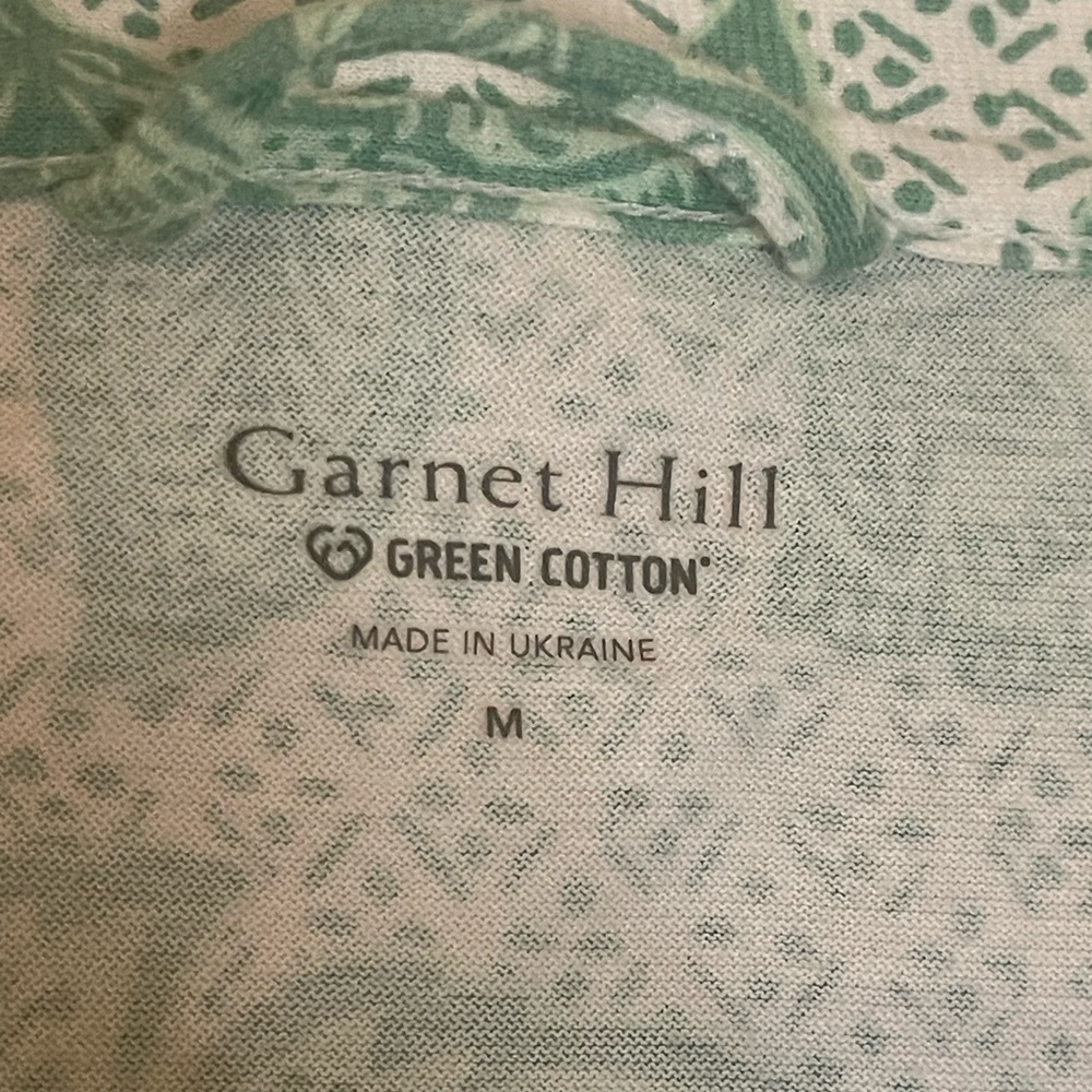 Garnet Hill Womens Asian Wrap Organic Cotton Robe Green Floral Cottagecore M - Picture 6 of 10